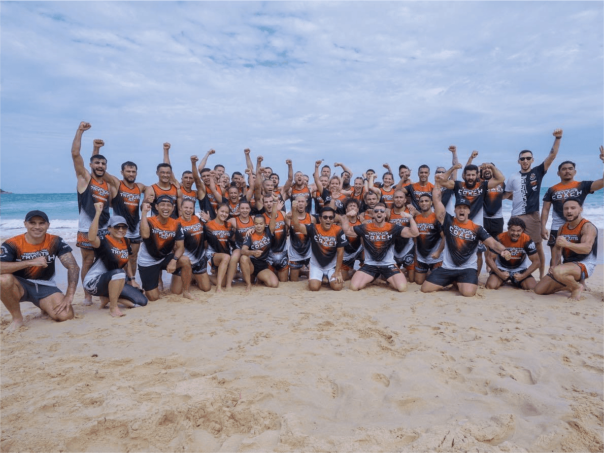 A group of members of the Tiger Muay Thai Gym pose on Nai Harn Beach in Phuket, Thailand
https://www.nowmuaythai.com/gym/tiger-muay-thai#gallery-1
